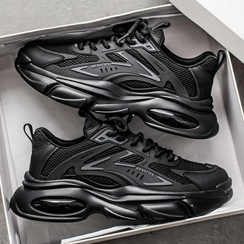 Men's shoes 2025 new summer breathable mesh youth leisure sports dad shoes student running heightening board shoes