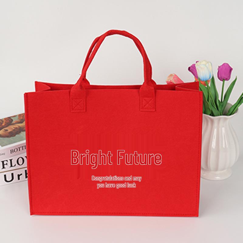 Stylish Color Block Felt Tote Bag - Large Capacity, Customizable for Gifts & Business