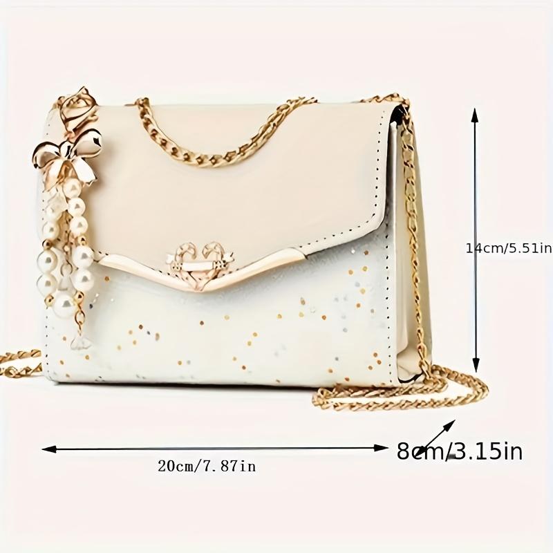 Flip Square Diagonal Cross Bag, Fashionable Metal Chain Metal Decoration Women's Chest Bag, Large Capacity Color Blocking Shoulder Bag