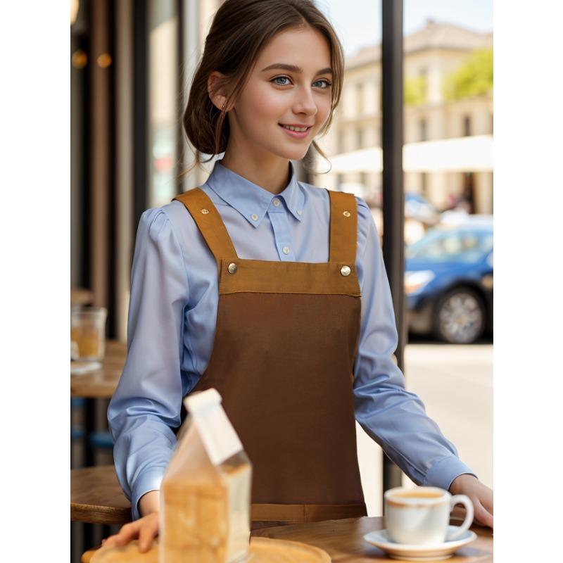 1pc Unisex Adjustable Apron with Pockets,Polyester 100% Non-Stretch, Regular Fit, Sleeveless, H-Shaped Hem, Woven for Cooking, Baking,Restaurant Staff