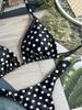 Sexy Black Polka Dot Print Micro Bikinis Sets Two Pieces Halter Back Tie Thong Swimsuits Bathing Suit Swimwear Biquini Tankini