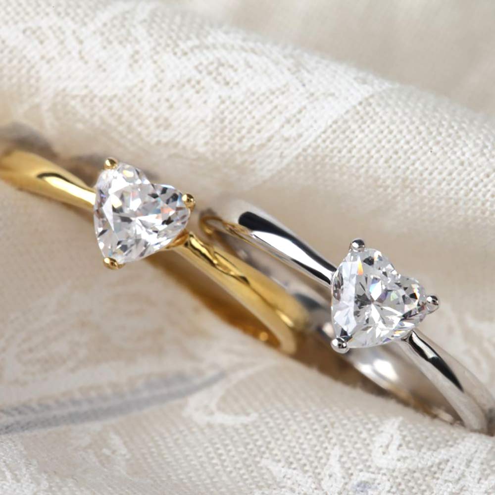 Ring Heart Gift Box Set PLUSTER 925 Silver Sterling Silver Ring Shine comparable to diamond Cubic Zirconia Rhinestone Women's #9