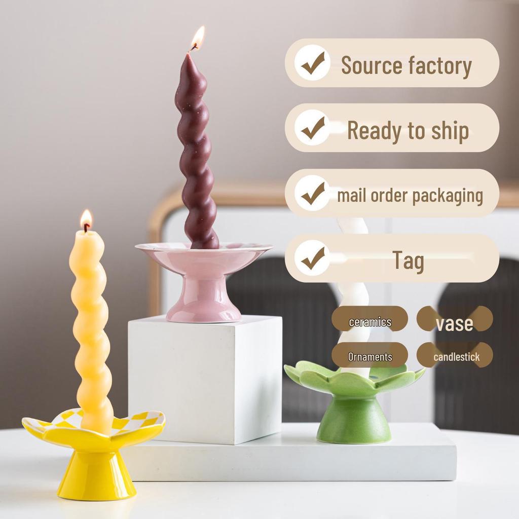 Creative Romantic Ceramic Candlestick for Fresh Desktop Decoration