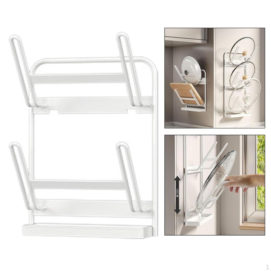 Glass or Metal Pan Cover Holder Carbon Steel Pot Lid Storage Rack for