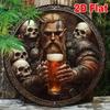 Wikinger Metall Wandkunst Vintage Nordische Dekoration Skelett Bierkrug