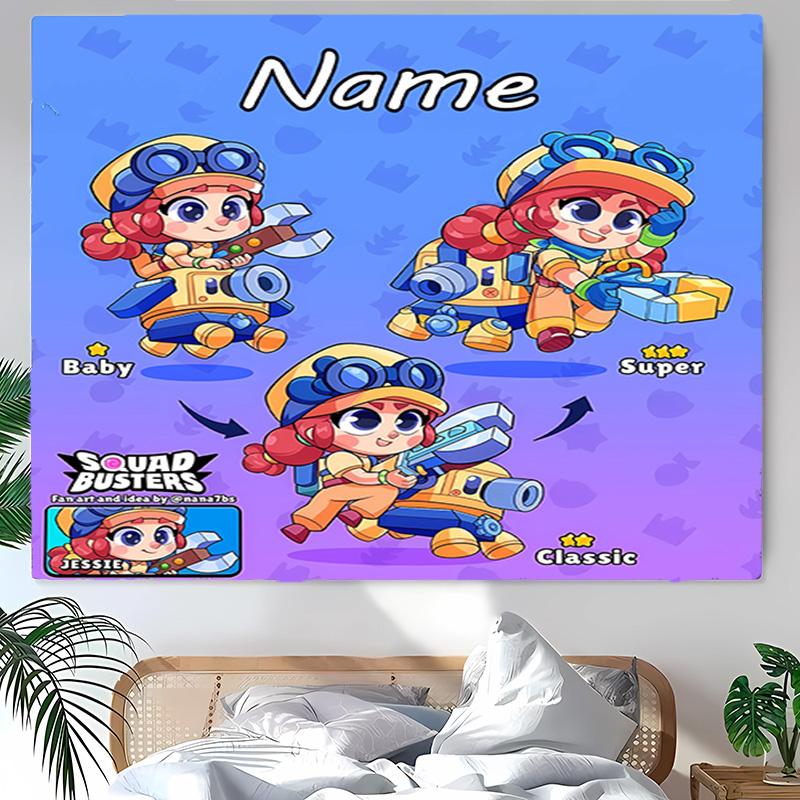 Personalized Brawl Stars Background Tapestry,Custom Name Birthday Party,Multifunctional Wall Decoration for Home Decor,Various Occasions