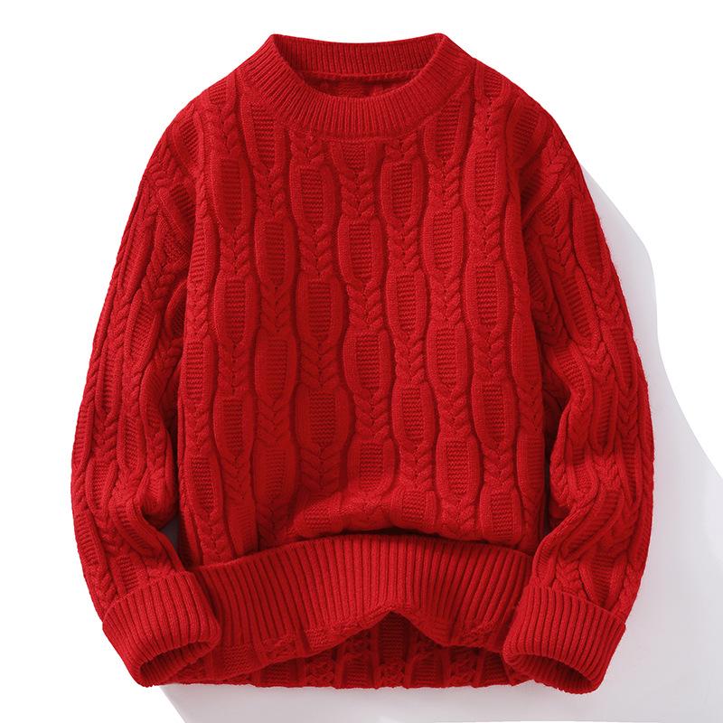 Men s Trendy Loose-Fit Knit Sweater with Round Neck 3XL