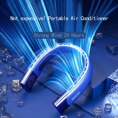 6000mAh Hanging Neck Fan Portable Air Conditioner Type-C USB Rechargeable Air Cooler 5 Speed Electric Fan For Sports