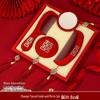 Double Happiness Red Wood Bride Gift Set: Mirror & Comb Collection