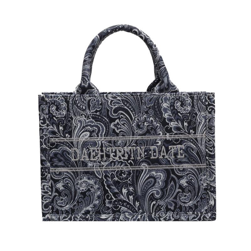 New fashion retro style contrasting color D home shopping bag tote bag handbag