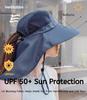 UV Sun Protection Hat for Women Foldable Wide Brim Neck Flap Fishing Hat with Ponytail Hole