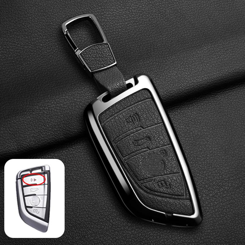 Goat Leather Zinc Alloy Car Key Case For Bmw X1 X3 X4 X5 G05 X6 X7 G20 G30 G11 F48 520 525 118I 218I 320I Key Case Car Key Fob