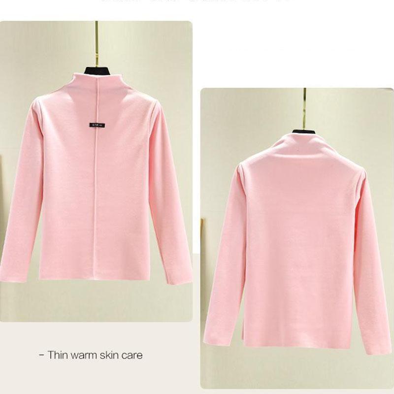Double-sided Velvet Two Piece Set Autumn Clothes and Pants Women's Half High Neck Warm Long Sleeved Top Solid Color Undershirt Autumn and Winter