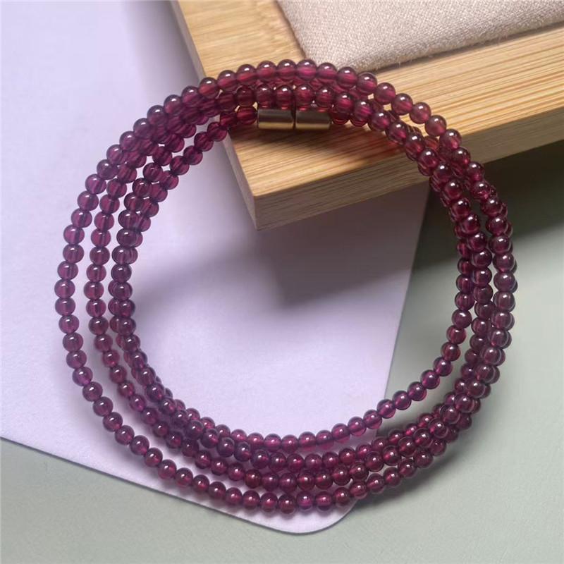 Natural Powder Tourmaline Garnet Cut Multi-Circle Bracelet Olivine Gray-Blue Moonlight Necklace Multi-Purpose Long Chain