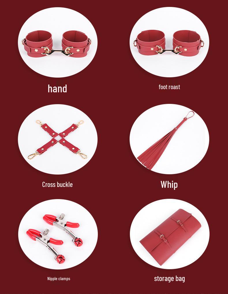 Intimate 10-Piece BDSM Set: Ball Gag, Whip, Handcuffs, Foot Cuffs, and Eye Mask