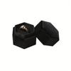 1 Piece Velvet Ring Box - Vintage Hexagonal Fine Jewellery Display Stand Gift Box with Removable Lid for Wedding Proposal (1 Slot)
