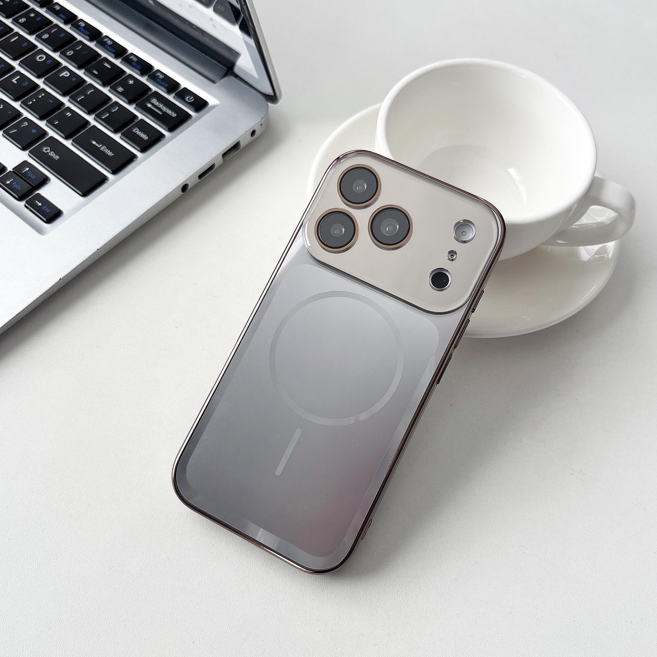 

Plating For Magsafe Magnetic Phone Case For iPhone 17 16 15 14 13 Pro Max Wireless Charging Large Window Hard Armor Cover iPhone17 Pro