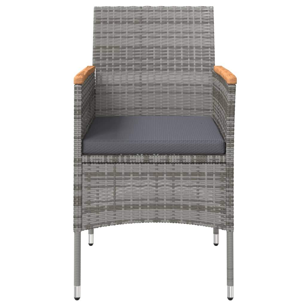 3 Piece Outdoor Dining Set with Cushions Gray and Black