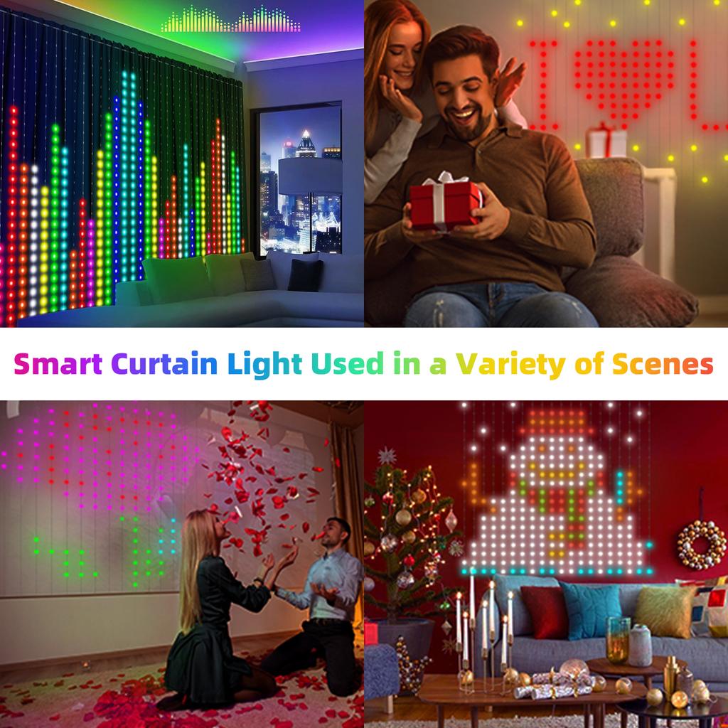 Christmas LED Smart Curtain Lights Room  App DIY RGB Fairy Lights  Music  Window Strip Lights Home Room Decoration