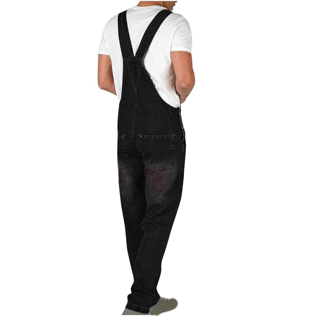 Vintage Design Sensibility Denim Pants Men's Straight-Leg Loose-Fit Work Jumpsuit Casual Scene