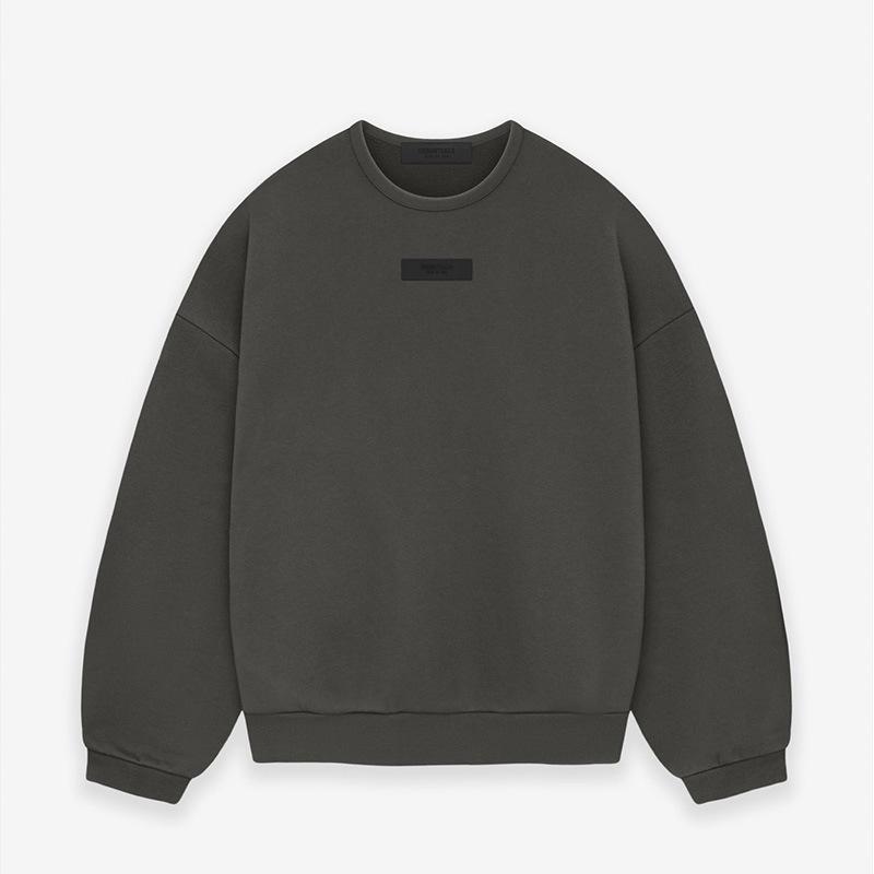 2024SS Velvet Round Neck Sweatshirt - Elastic Binding, Essentials Trendy Brand