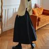 Damen Frühling Einfarbig Vintage Mittel Lang Kunststoff Taille Halbkörperrock Literarisch Elegant Langer Rock