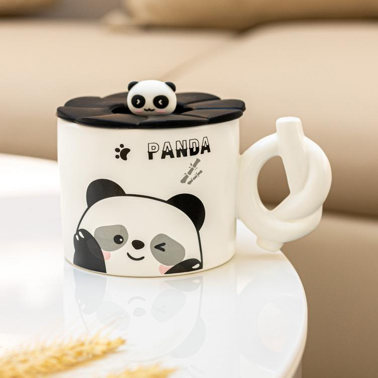 

Подарочная чашка для воды Мультяшная кружка с пандой Офисная керамическая чашка высокой ценности Чашка для кофе Домашняя парная 340ML