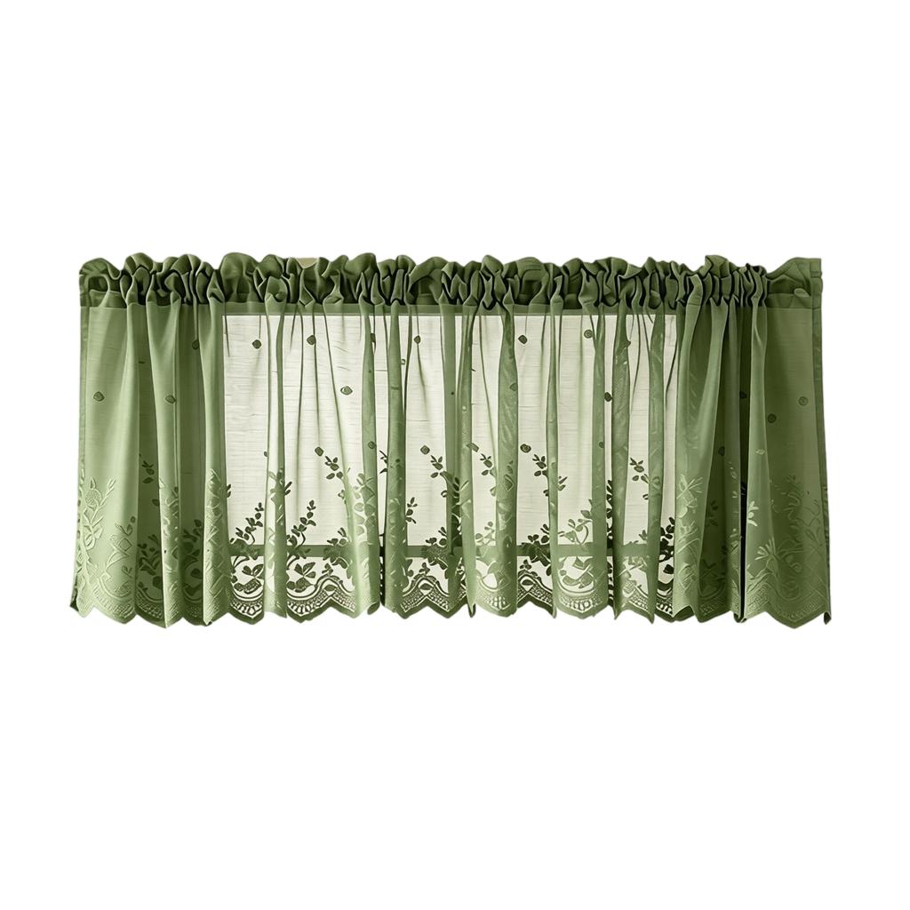 74x61cm Kitchen Window Curtain Lace Short Sheer Rod Pocket Valance Panel Lightweight Fabric for Small Windows