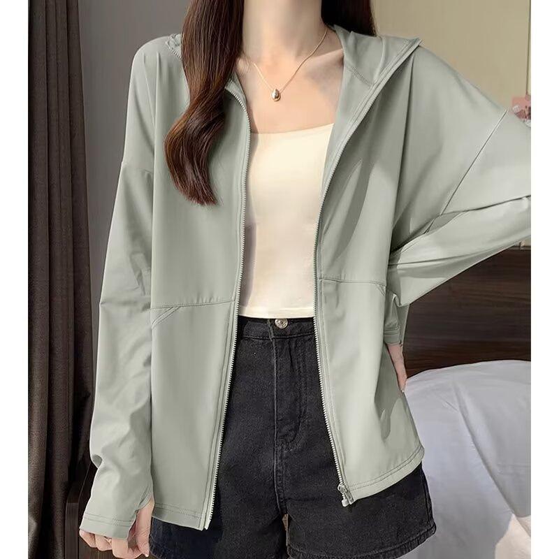 

Летняя толстовка с капюшоном из ледяного шелка для защиты от солнца для езды на велосипеде на открытом воздухе L зелёный