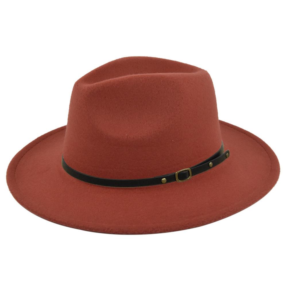 Retro Plush Jazz Multi Color Flat Big Brimmed Hat With Fashionable Personality