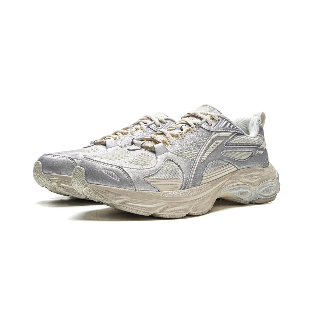 Li Ning Boom Support Cushioning Slip Resistant Abrasion Resistant Rebound Low top Running Shoes Men's Gray Silver ARXV005-1