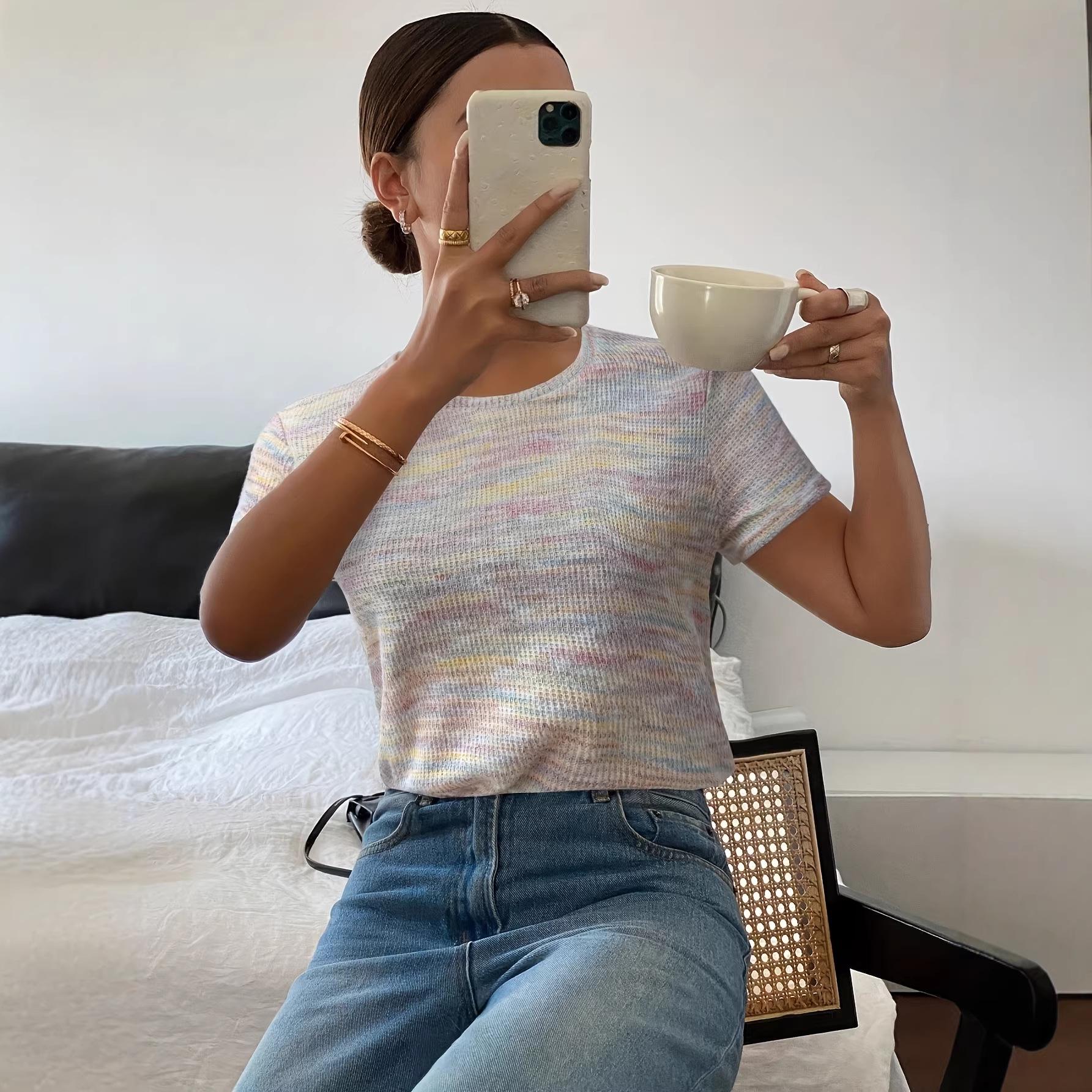 

Women s Plus Size Color Block Short Sleeve T-Shirt, Ideal for Spring & Summer Quintuple Extra Large (4XL)