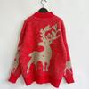 Autumn and Winter New Christmas Sweater Women's Pullover Gold Thread Pulled Hair Jacquard Large Snowflake Elk Christmas Sweater Woman
