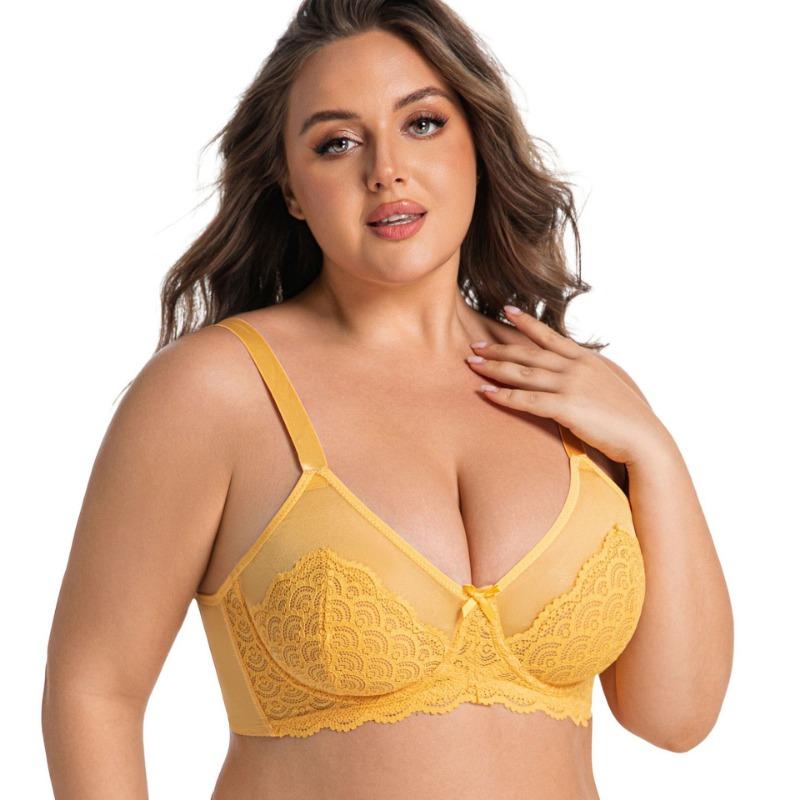 Plus Size Women Ultra Thin Breathable Sexy Lace Memory Wire Cotton Free Adjustable Underwear