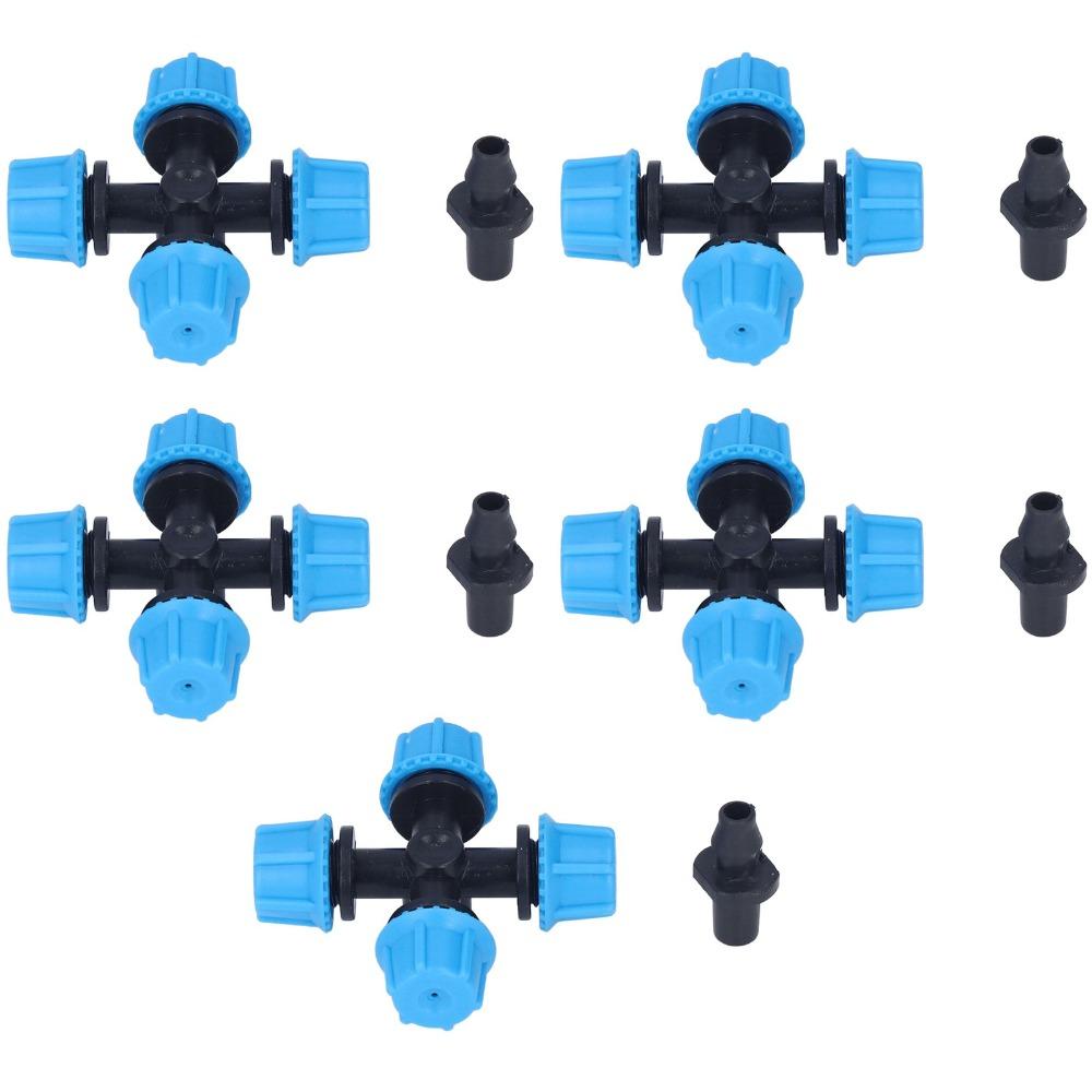 20PCS Plastic Cross Atomization Micro Nozzle Four Outlet Misting Sprinkler Nozzle  Horticulture Use