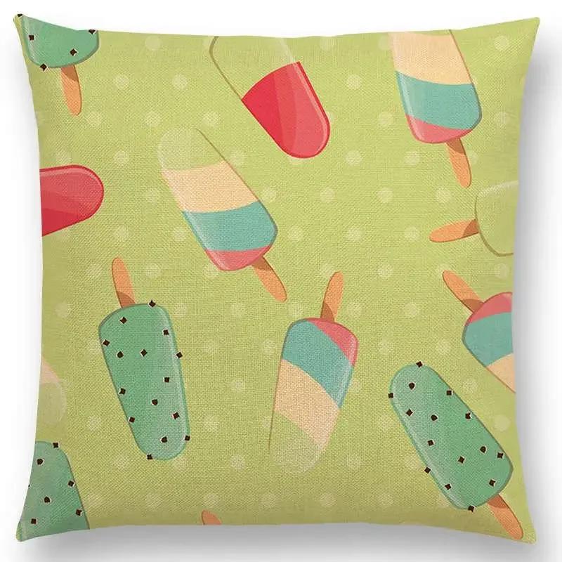 Colorful Prints Cushion Cover Chocolate Candy Donuts Pretty Ice Cream Pattern Color Party Sofa Throw Pillow Case Decor