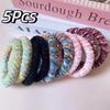 5Pcs Color-Block Plush Hair Ties High Elasticity Thick Rubber Hair Loops Ideal Gift for Women Girls Friends