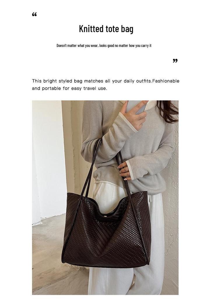 Stylish Autumn 2026 Women's Woven Tote Bag - Large Capacity, Single Shoulder Design