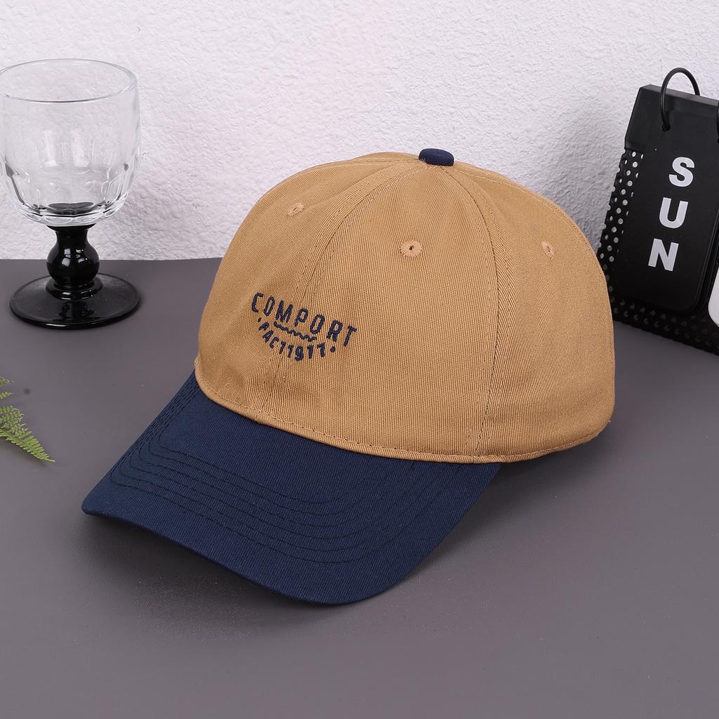 American-style retro splicing embroidered letter 1977 baseball cap couple's daily versatile soft-top baseball cap