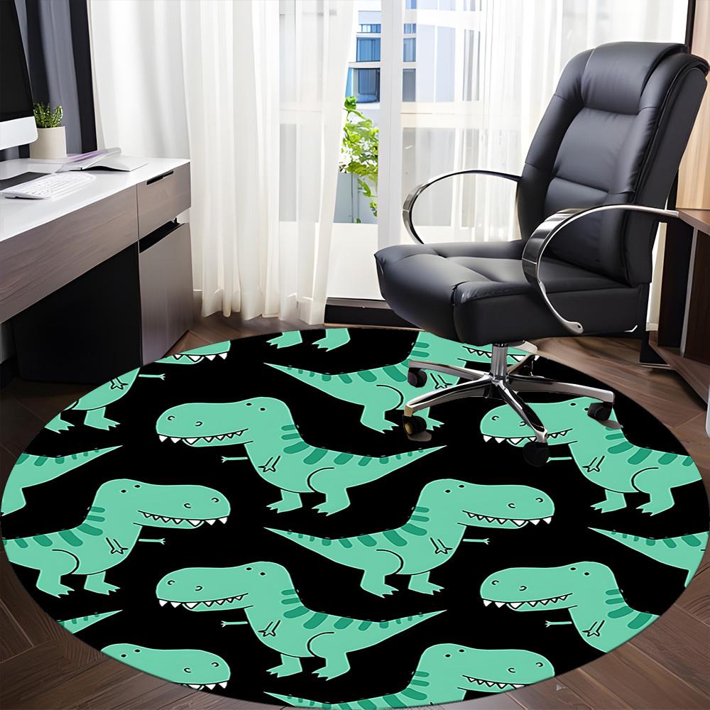 1 Stück Büro-Rundteppich mit Dino-Muster, Indoor-Matte geeignet für Büro, unter Bürostühlen, Schlafzimmer, Wohnzimmer, Heimdekoration, Raumdekoration, n52