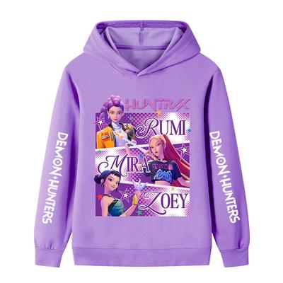 B1199XX Kids Boys Girls Kpop Rumi Zoey Mira Huntrix Print Long Sleeves Hoodie