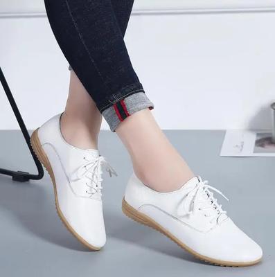 Genuine Leather  Summer Loafers Women Casual Shoes Moccasins Soft Pointed Toe Ladies Footwear Women Flats Shoes White