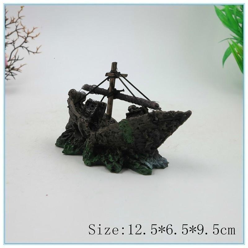 1PC Aquarium Fish Tank Landscape landscaping Pirate Wreck Ship Decor Resin Boat Ornament  Accessories  Decoration