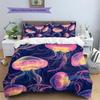 Colorful jellyfish  Pattern Bedding Quilt Set Quilt Cover Pillowcase Home Decoration  Gift (1 * duvet cover + 2 * pillowcase, without core)