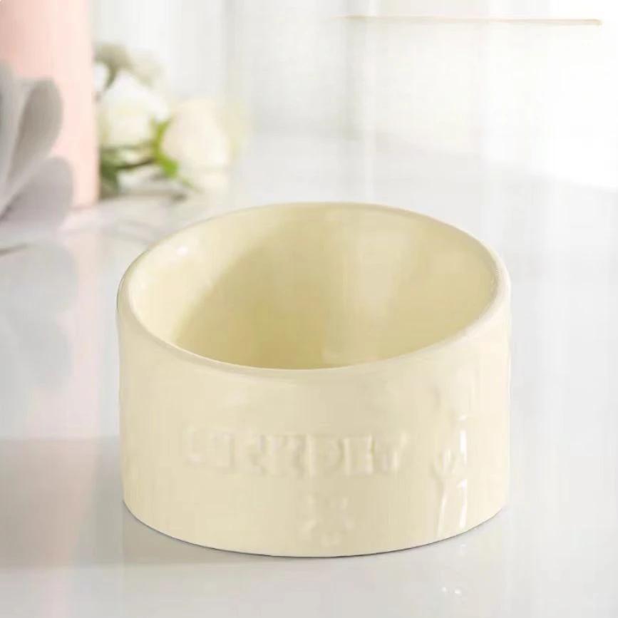 

Ceramic Cat Bowl Drinking Bowl Cat Rice Bowl Oblique Mouth Anti Dark Chin Pet Bowl Dog Bowl Dog Food Bowl Pet Feeder жёлтый