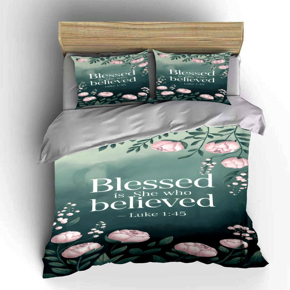 Floral Scripture Set For Inspiration Kid'S And Adults' Bedroom Decor, Exquisite Three-Piece Bedding Set Gift