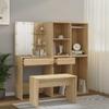Vanity Table Set with LED Sonoma Oak Engineered Wood