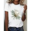 Evropské velikosti Dámské Ležérní Módní Kulatý výstřih Pružné Tištěné Sportovní Tričko