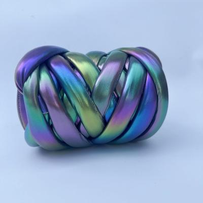Metallic Knitting Yarn Braiding Cord 16.4YardX25mm Glossy Milky Silk Thread For Handmade Bags Blankets Weaving Project