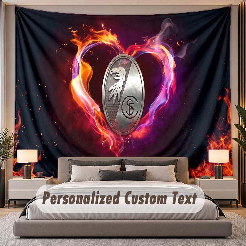 Custom Name Text Tapestry SC Freiburg Personalized Polyester Wall Tapestry For Bedroom And Room